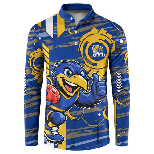 West Coast Eagles Button Sweatshirt Mascot Cartoon Football Illustration Style