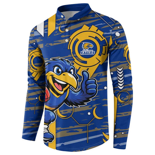 West Coast Eagles Button Sweatshirt Mascot Cartoon Football Illustration Style
