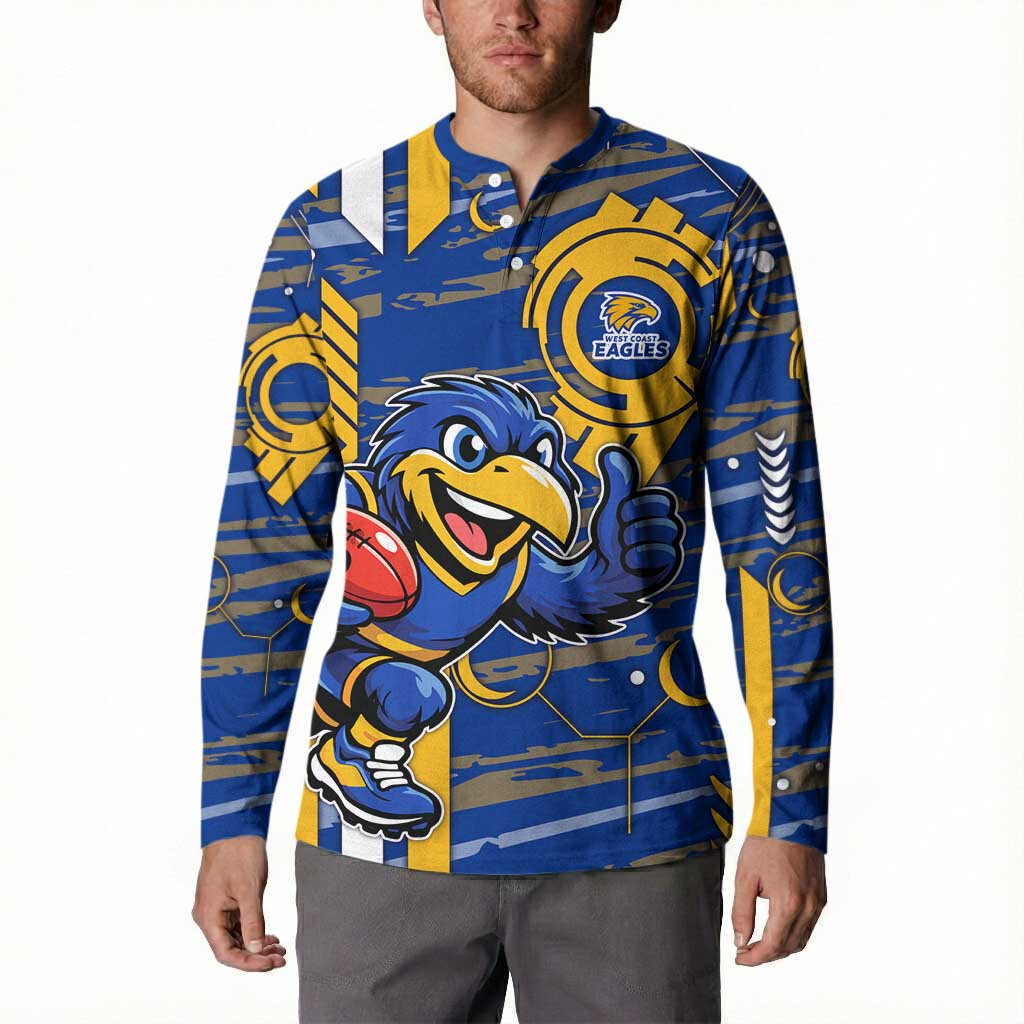 West Coast Eagles Button Sweatshirt Mascot Cartoon Football Illustration Style