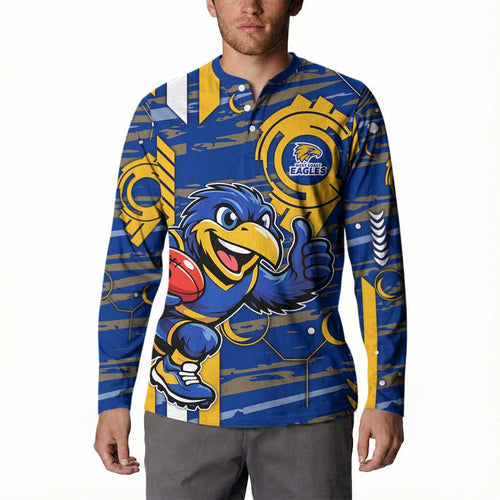 West Coast Eagles Button Sweatshirt Mascot Cartoon Football Illustration Style