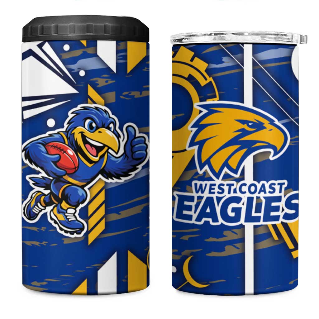 West Coast Eagles 4 in 1 Can Cooler Tumbler Mascot Cartoon Football Illustration Style