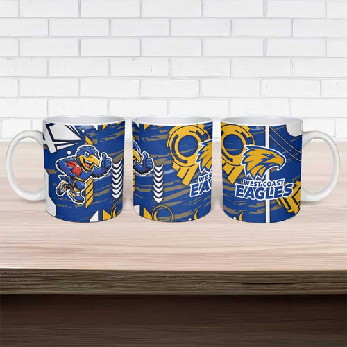 West Coast Eagles Ceramic Mug Mascot Cartoon Football Illustration Style