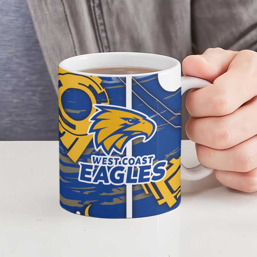 West Coast Eagles Ceramic Mug Mascot Cartoon Football Illustration Style