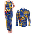 West Coast Eagles Couples Matching Tank Maxi Dress and Long Sleeve Button Shirt Mascot Cartoon Football Illustration Style