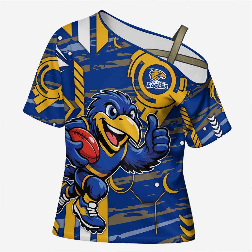 West Coast Eagles Cross Shoulder Shirt Mascot Cartoon Football Illustration Style