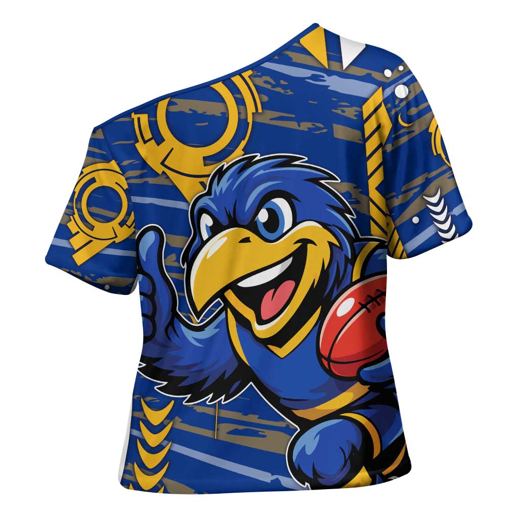 West Coast Eagles Cross Shoulder Shirt Mascot Cartoon Football Illustration Style
