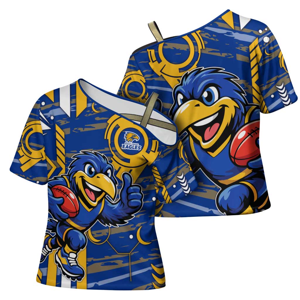 West Coast Eagles Cross Shoulder Shirt Mascot Cartoon Football Illustration Style