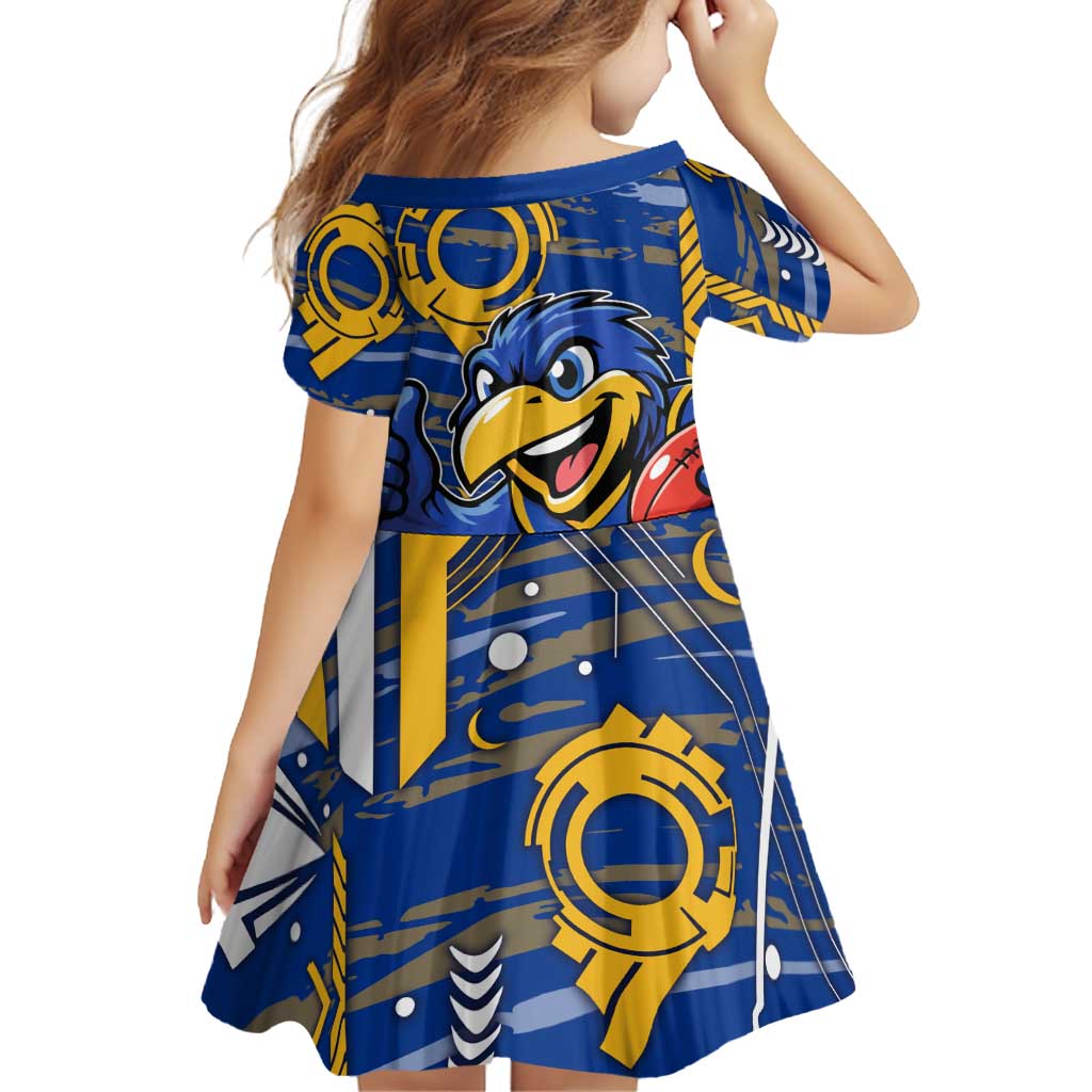 West Coast Eagles Family Matching Long Sleeve Bodycon Dress and Hawaiian Shirt Mascot Cartoon Football Illustration Style