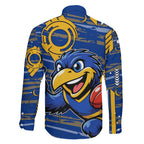 West Coast Eagles Family Matching Off Shoulder Maxi Dress and Hawaiian Shirt Mascot Cartoon Football Illustration Style