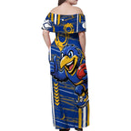 West Coast Eagles Family Matching Off Shoulder Maxi Dress and Hawaiian Shirt Mascot Cartoon Football Illustration Style