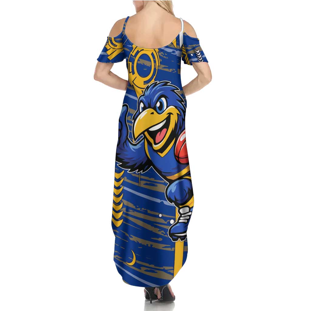 West Coast Eagles Family Matching Summer Maxi Dress and Hawaiian Shirt Mascot Cartoon Football Illustration Style