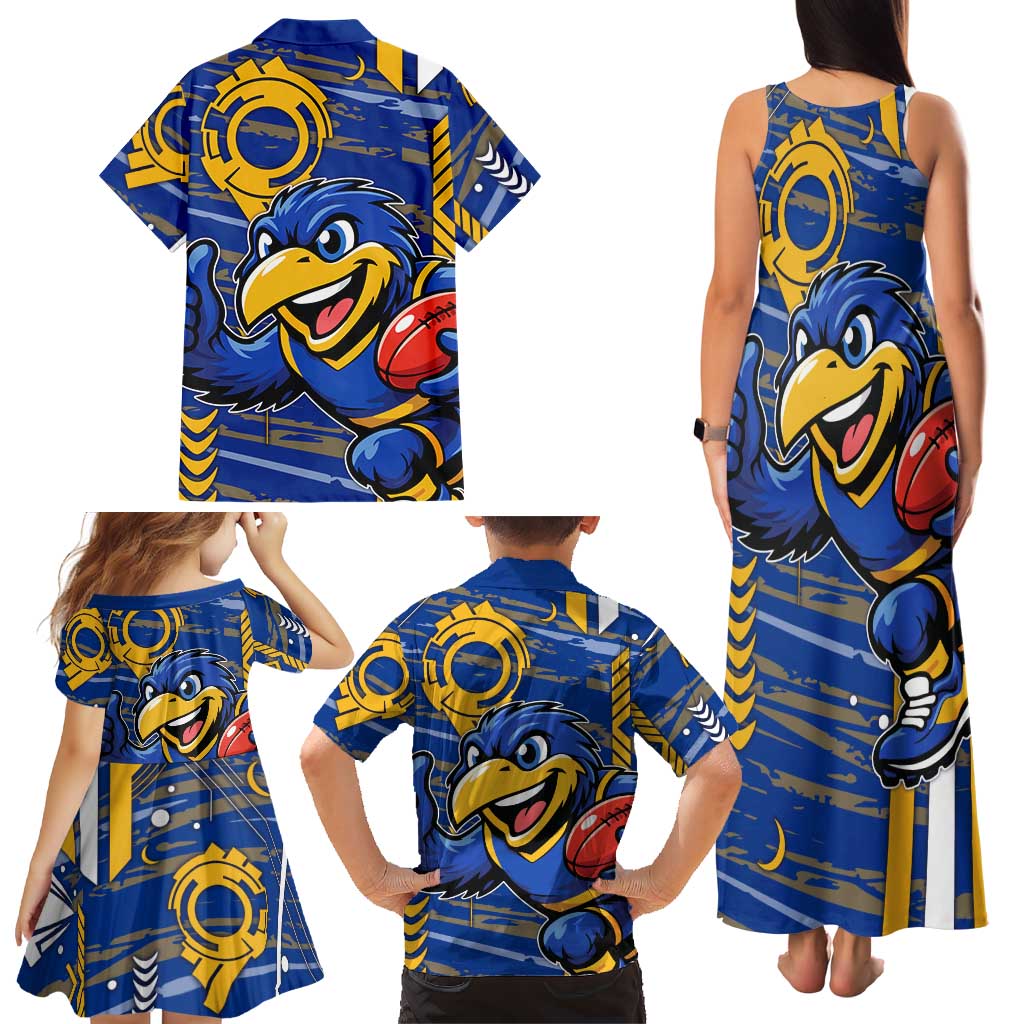 West Coast Eagles Family Matching Tank Maxi Dress and Hawaiian Shirt Mascot Cartoon Football Illustration Style