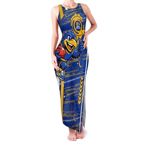 West Coast Eagles Family Matching Tank Maxi Dress and Hawaiian Shirt Mascot Cartoon Football Illustration Style