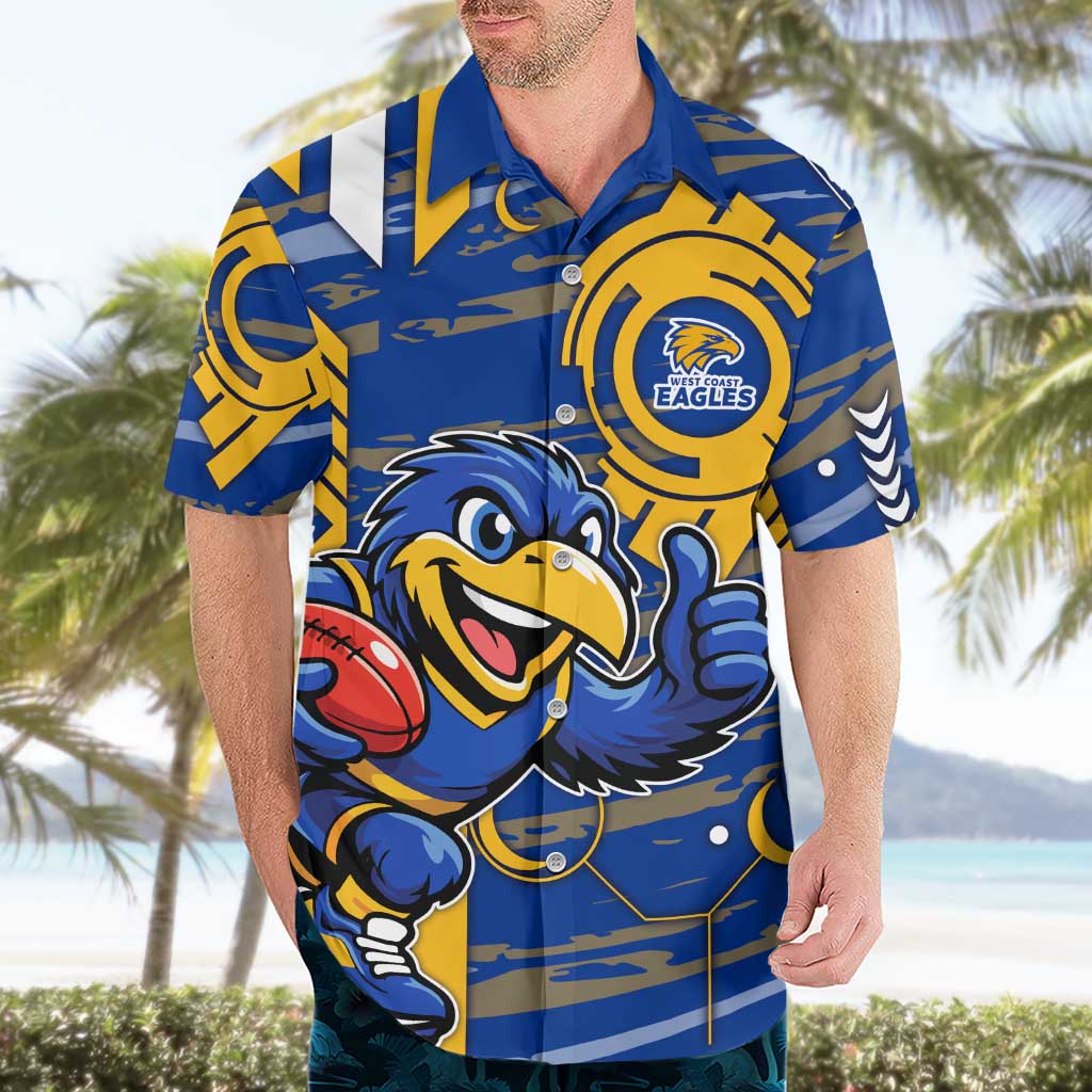 West Coast Eagles Hawaiian Shirt Mascot Cartoon Football Illustration Style