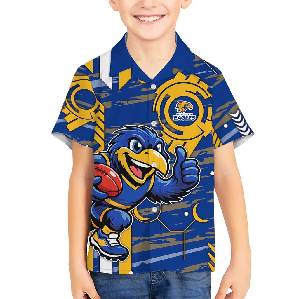 West Coast Eagles Hawaiian Shirt Mascot Cartoon Football Illustration Style