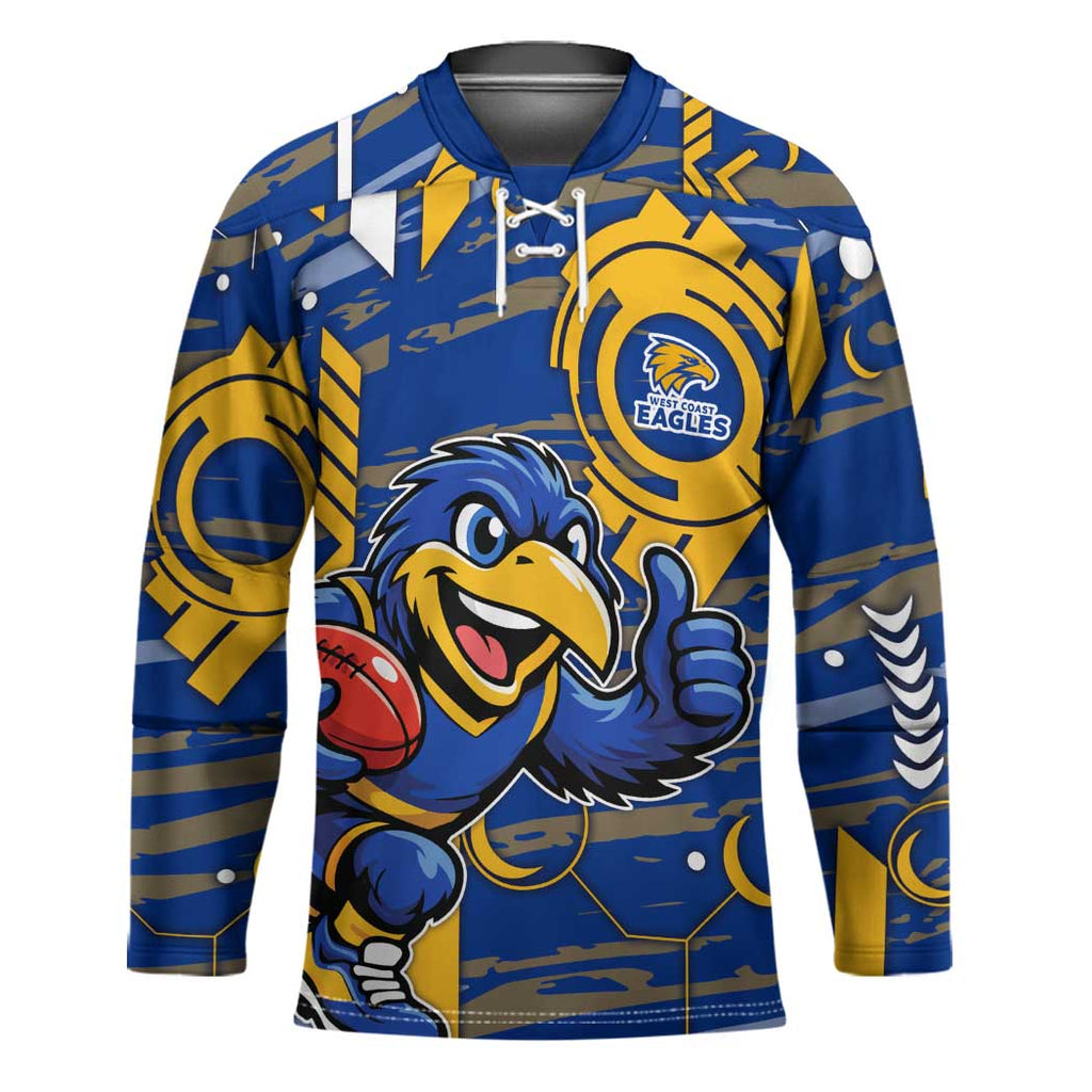 West Coast Eagles Hockey Jersey Mascot Cartoon Football Illustration Style