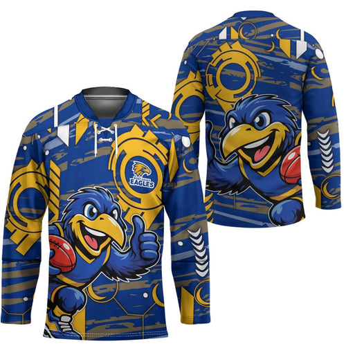 West Coast Eagles Hockey Jersey Mascot Cartoon Football Illustration Style