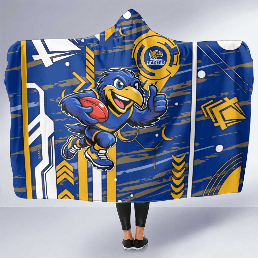 West Coast Eagles Hooded Blanket Mascot Cartoon Football Illustration Style
