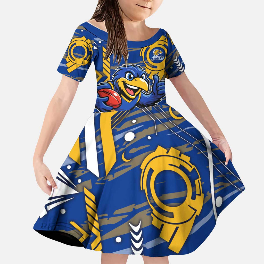 West Coast Eagles Kid Short Sleeve Dress Mascot Cartoon Football Illustration Style