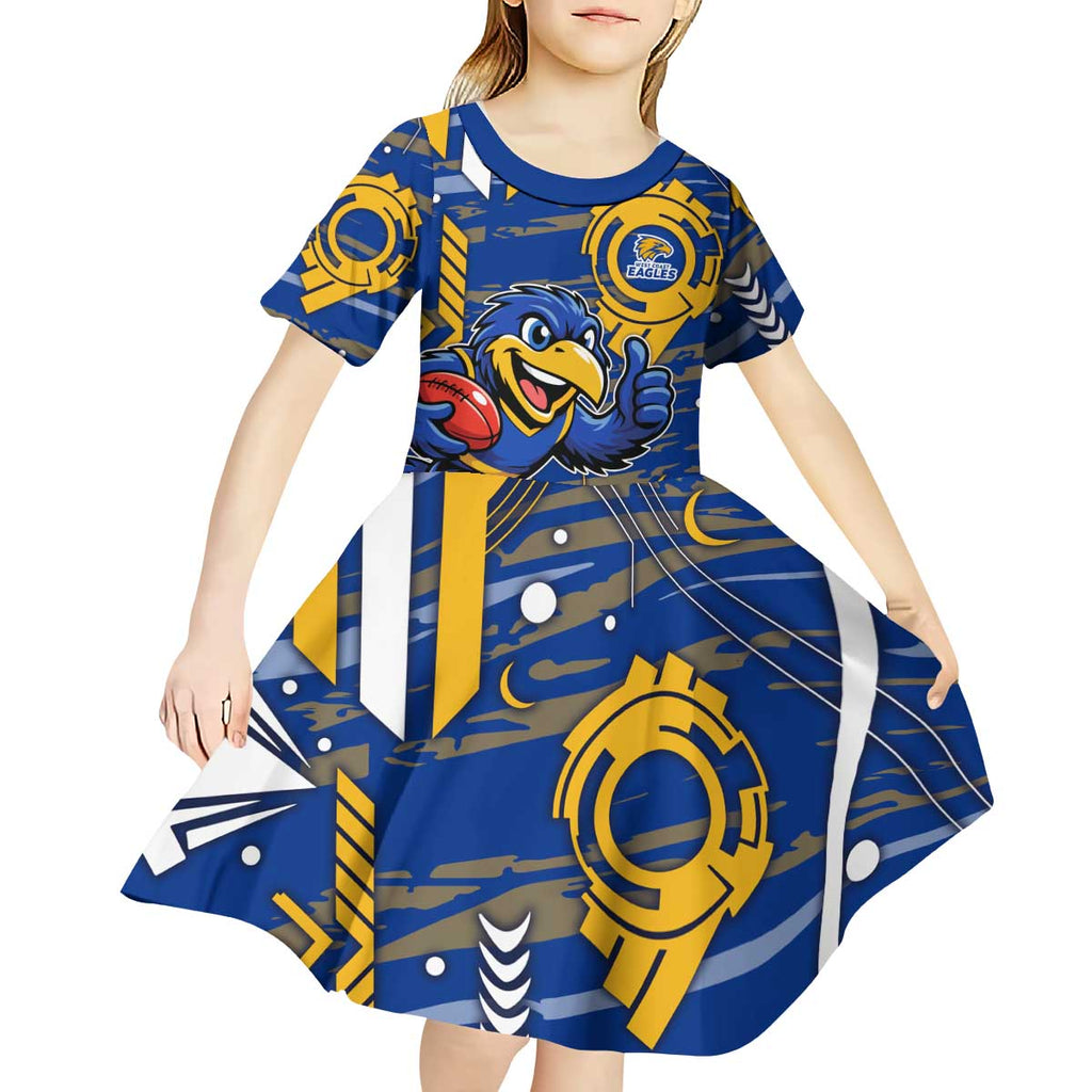 West Coast Eagles Kid Short Sleeve Dress Mascot Cartoon Football Illustration Style