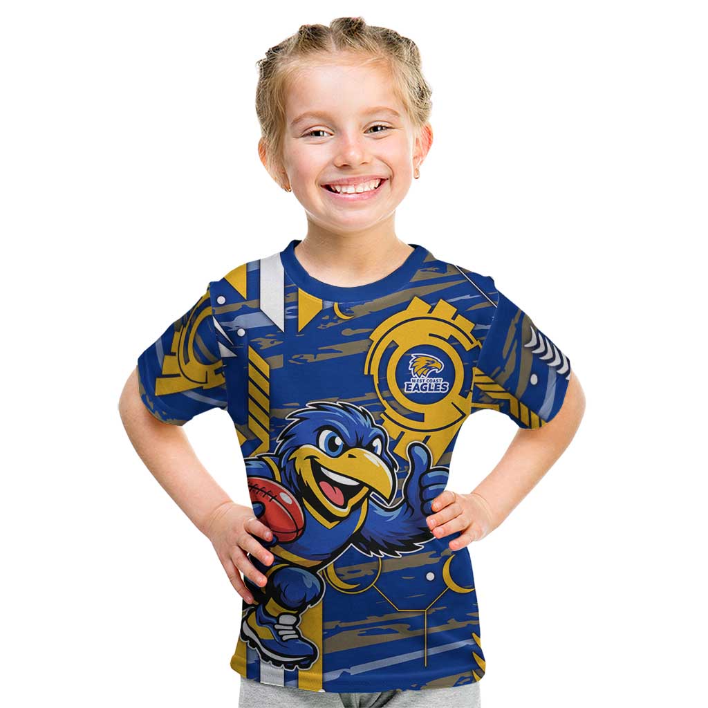 West Coast Eagles Kid T Shirt Mascot Cartoon Football Illustration Style