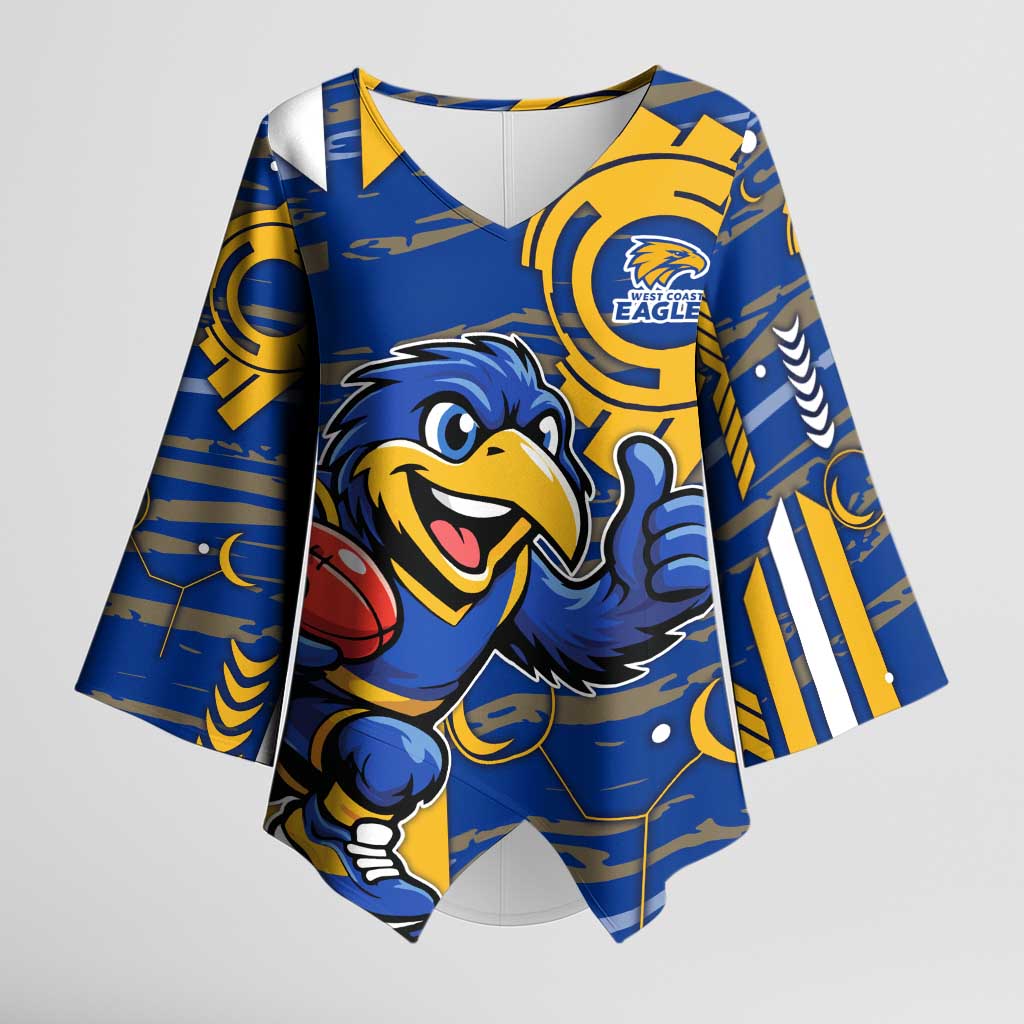 West Coast Eagles Kimono Sleeve Blouse Mascot Cartoon Football Illustration Style