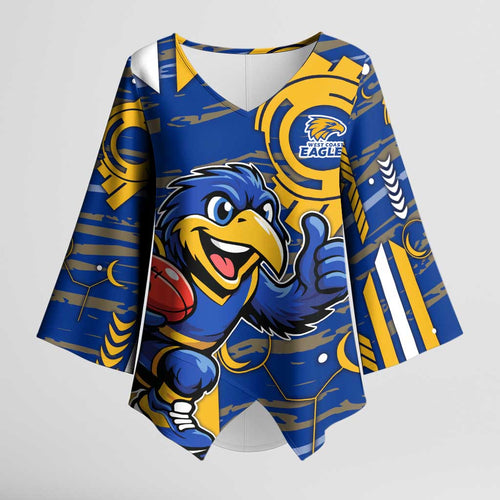West Coast Eagles Kimono Sleeve Blouse Mascot Cartoon Football Illustration Style