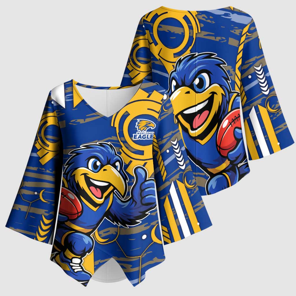 West Coast Eagles Kimono Sleeve Blouse Mascot Cartoon Football Illustration Style