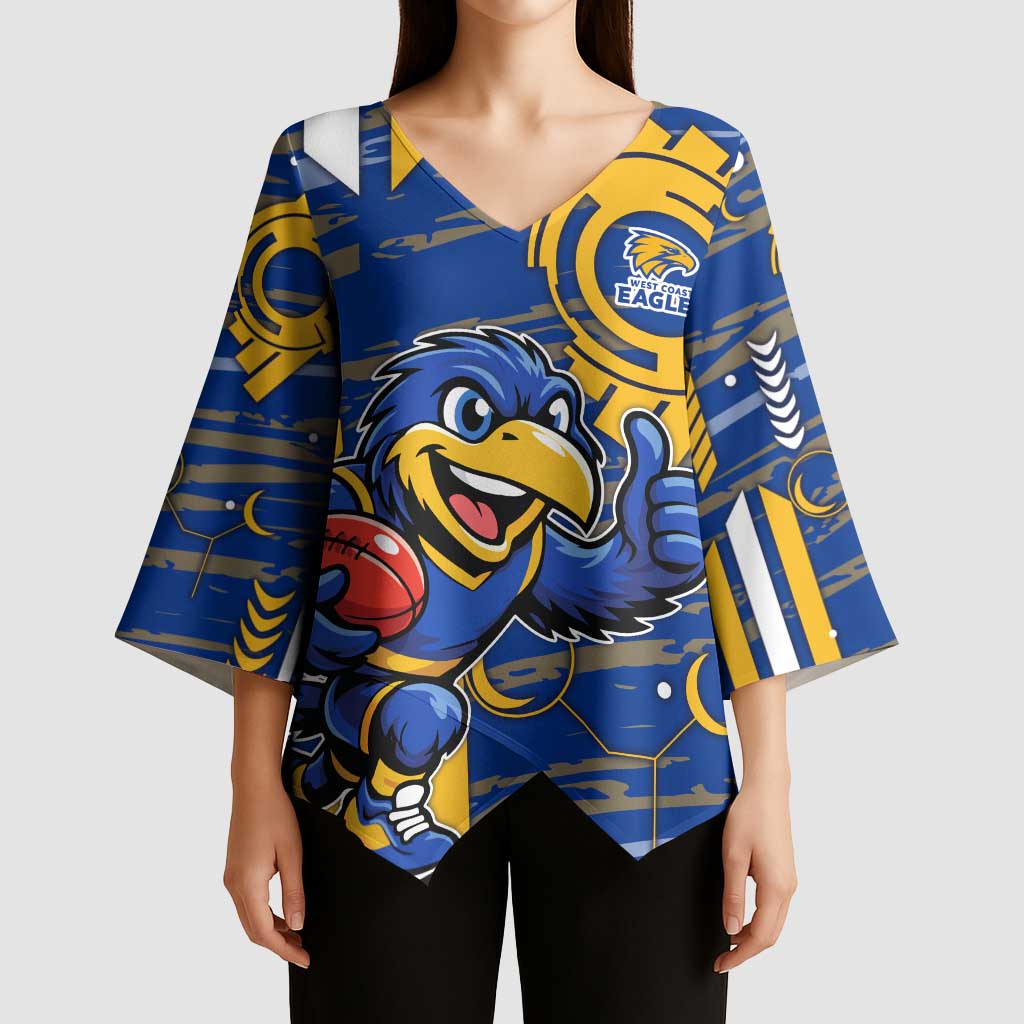 West Coast Eagles Kimono Sleeve Blouse Mascot Cartoon Football Illustration Style
