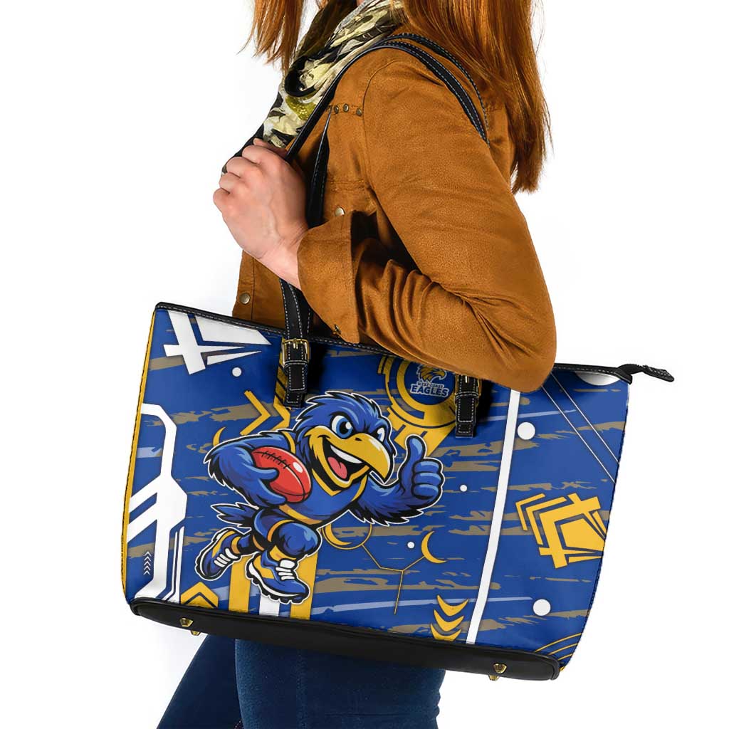 West Coast Eagles Leather Tote Bag Mascot Cartoon Football Illustration Style