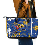 West Coast Eagles Leather Tote Bag Mascot Cartoon Football Illustration Style