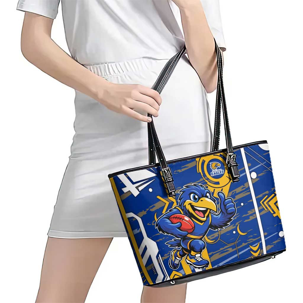 West Coast Eagles Leather Tote Bag Mascot Cartoon Football Illustration Style