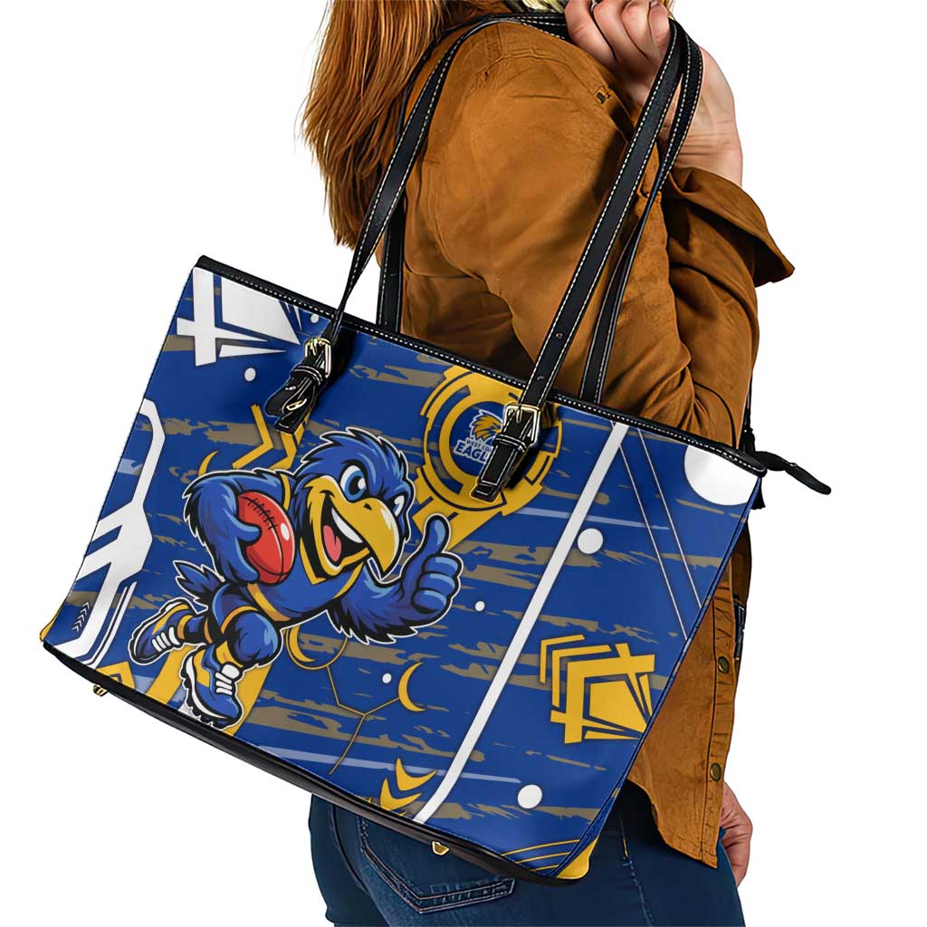 West Coast Eagles Leather Tote Bag Mascot Cartoon Football Illustration Style
