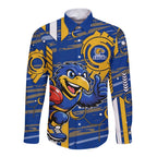 West Coast Eagles Long Sleeve Button Shirt Mascot Cartoon Football Illustration Style