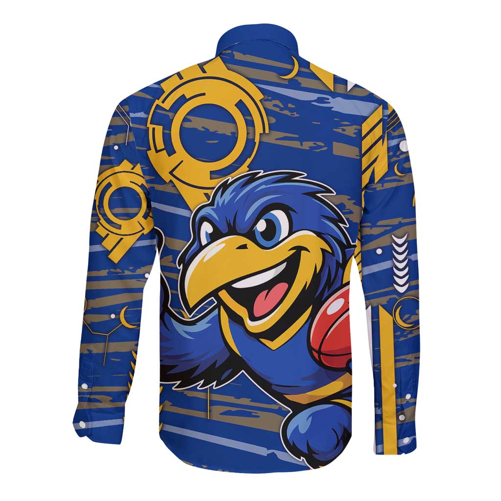 West Coast Eagles Long Sleeve Button Shirt Mascot Cartoon Football Illustration Style