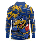 West Coast Eagles Long Sleeve Polo Shirt Mascot Cartoon Football Illustration Style