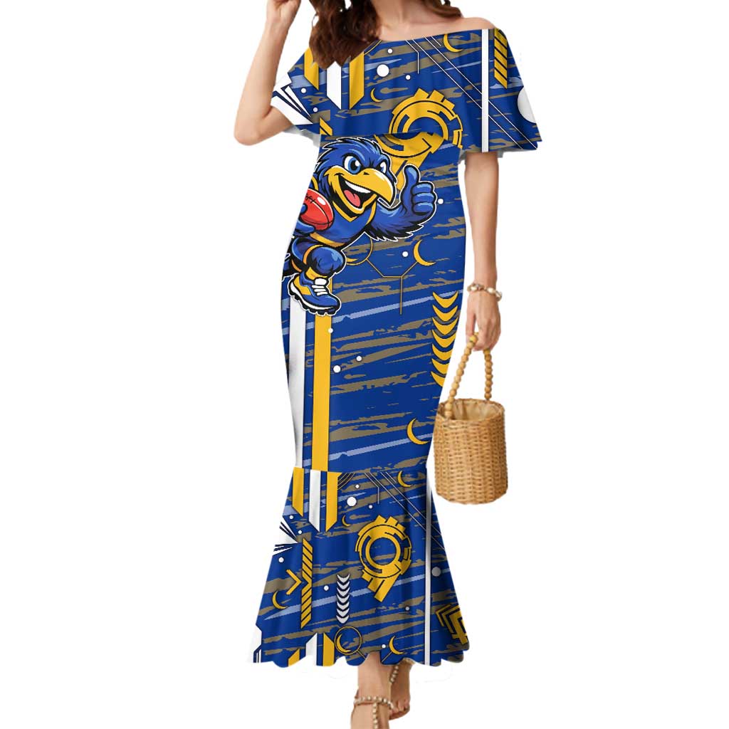 West Coast Eagles Mermaid Dress Mascot Cartoon Football Illustration Style