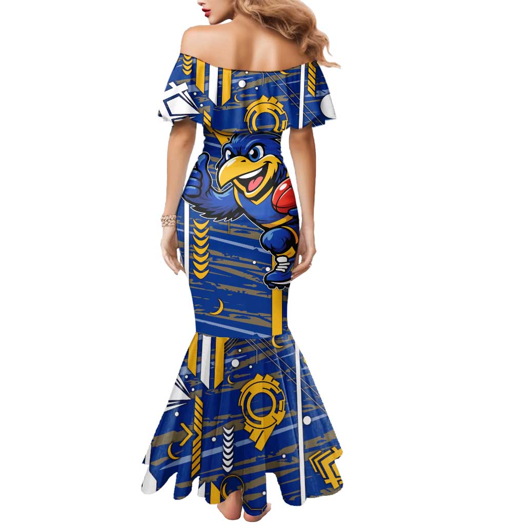 West Coast Eagles Mermaid Dress Mascot Cartoon Football Illustration Style
