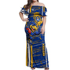 West Coast Eagles Off Shoulder Maxi Dress Mascot Cartoon Football Illustration Style