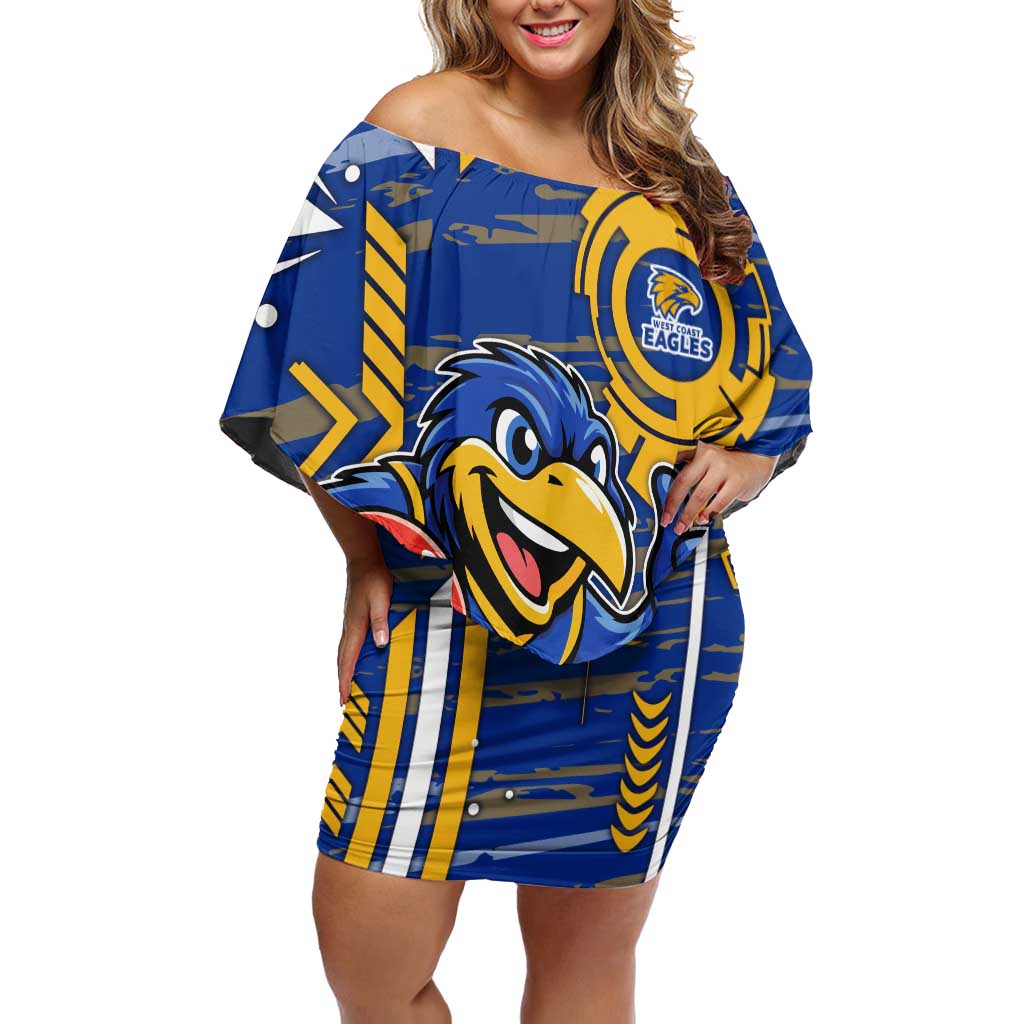 West Coast Eagles Off Shoulder Short Dress Mascot Cartoon Football Illustration Style