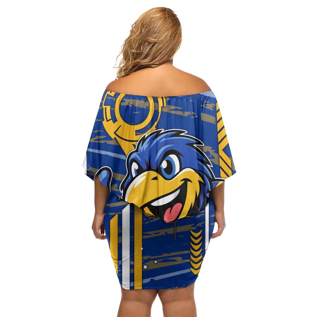West Coast Eagles Off Shoulder Short Dress Mascot Cartoon Football Illustration Style