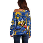 West Coast Eagles Off Shoulder Sweater Mascot Cartoon Football Illustration Style