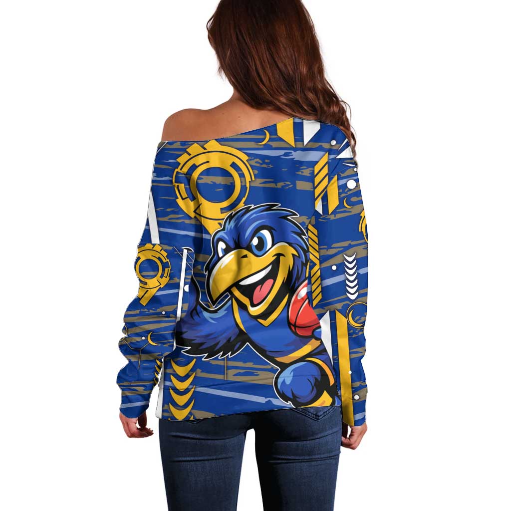 West Coast Eagles Off Shoulder Sweater Mascot Cartoon Football Illustration Style