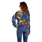 West Coast Eagles Off Shoulder Sweater Mascot Cartoon Football Illustration Style