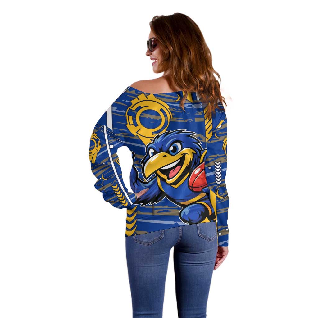 West Coast Eagles Off Shoulder Sweater Mascot Cartoon Football Illustration Style