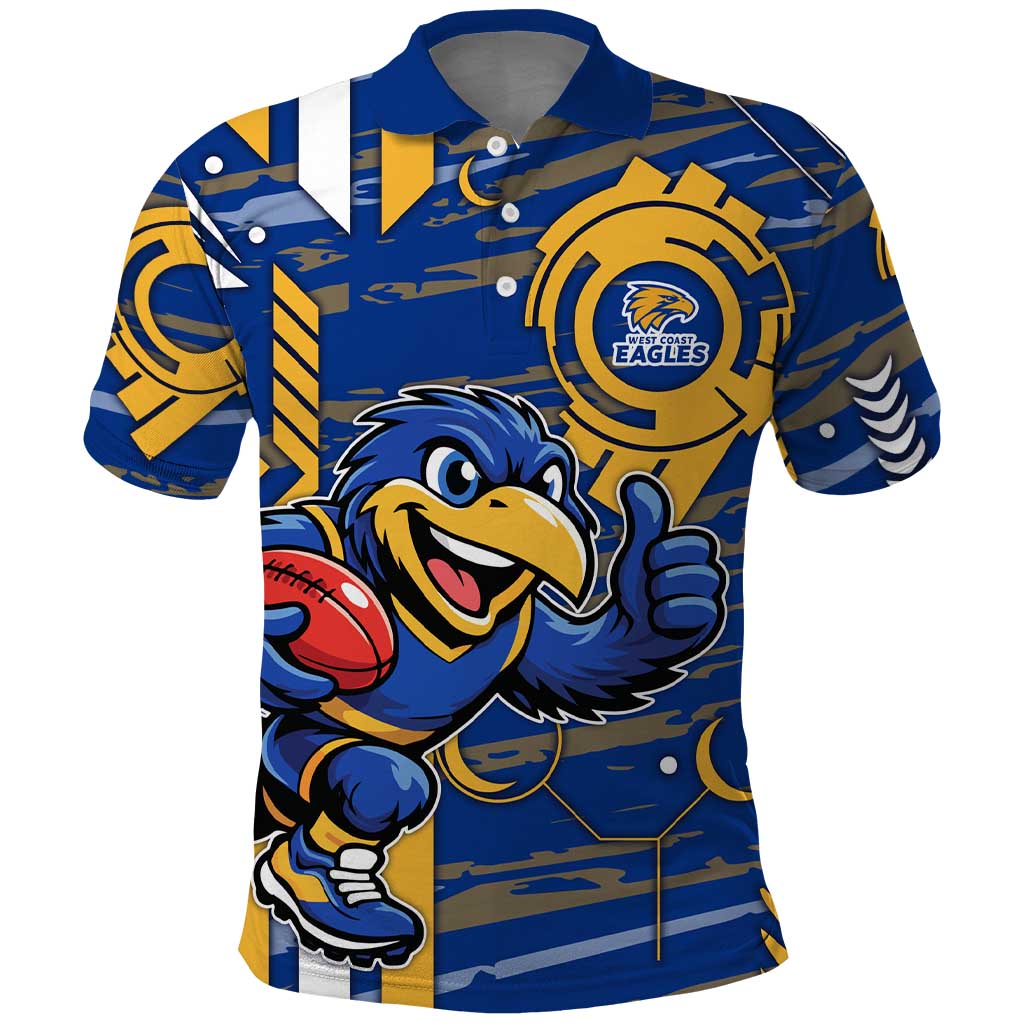 West Coast Eagles Polo Shirt Mascot Cartoon Football Illustration Style