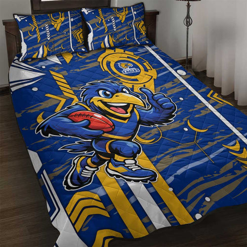 West Coast Eagles Quilt Bed Set Mascot Cartoon Football Illustration Style