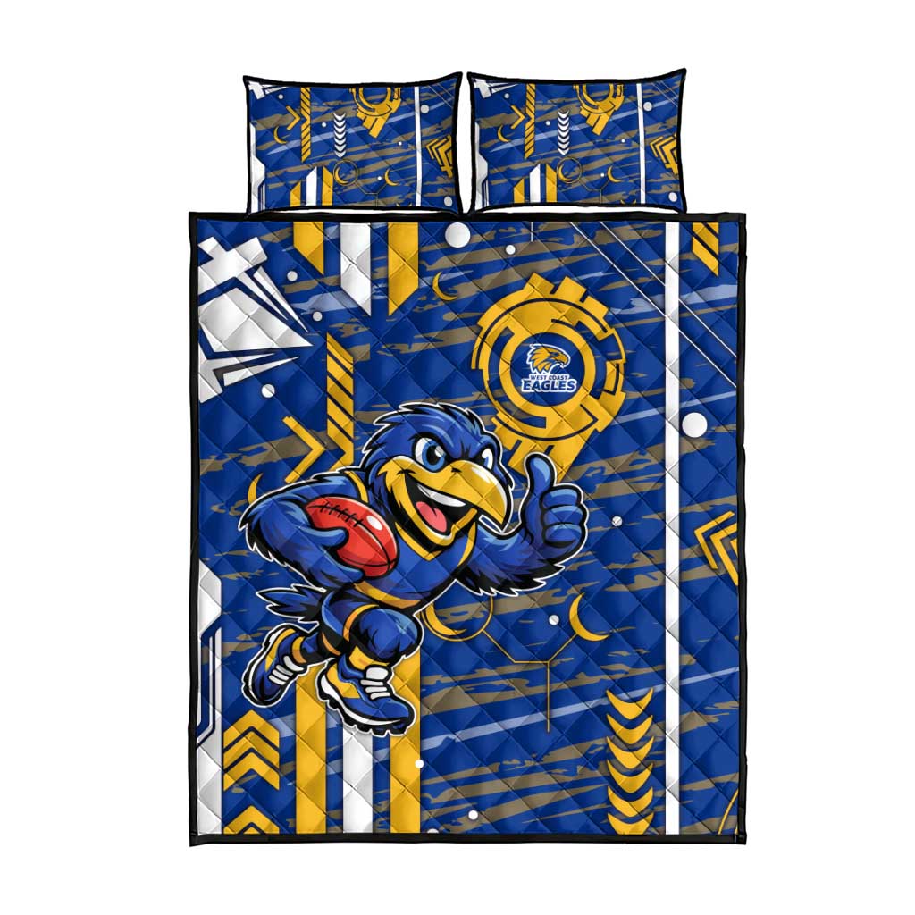 West Coast Eagles Quilt Bed Set Mascot Cartoon Football Illustration Style