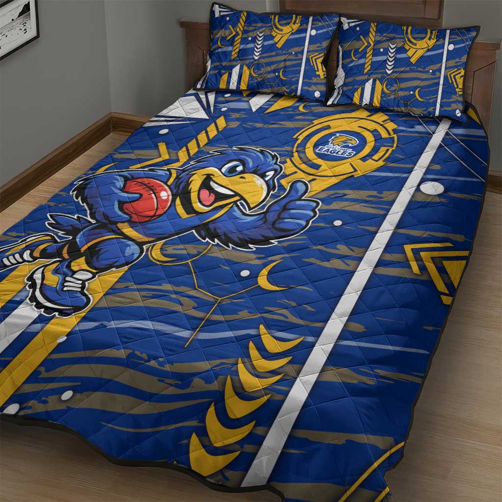 West Coast Eagles Quilt Bed Set Mascot Cartoon Football Illustration Style