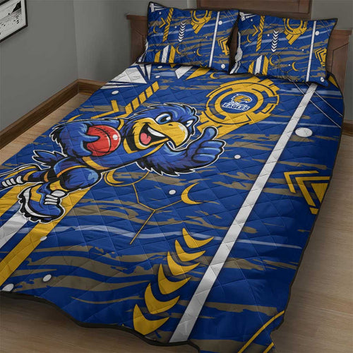 West Coast Eagles Quilt Bed Set Mascot Cartoon Football Illustration Style